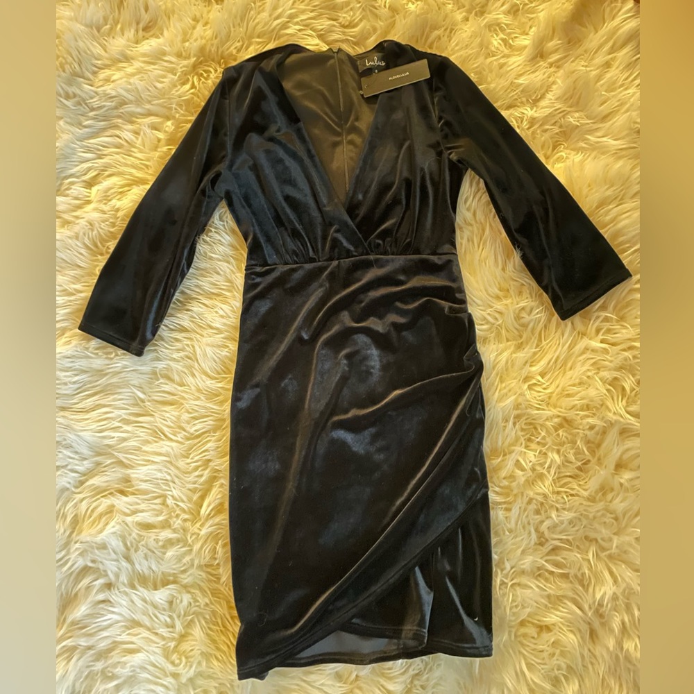 Lulus Black Velvet Bodycon Dress Size Small